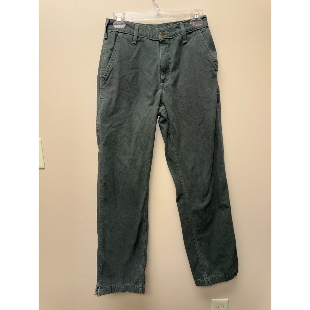 Carhartt Mens Faded Green Canvas 28x32 Carpenter Pants Distressed Workwear