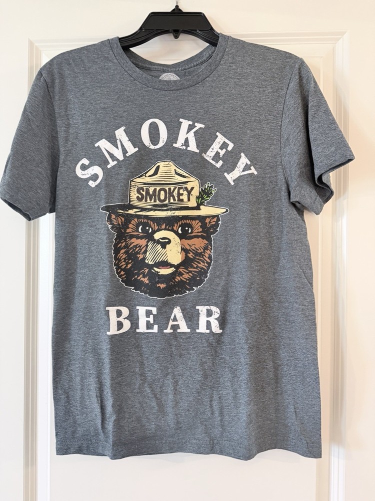 Smokey Bear Graphic T-Shirt Gray Size S Short Sleeve Women’s