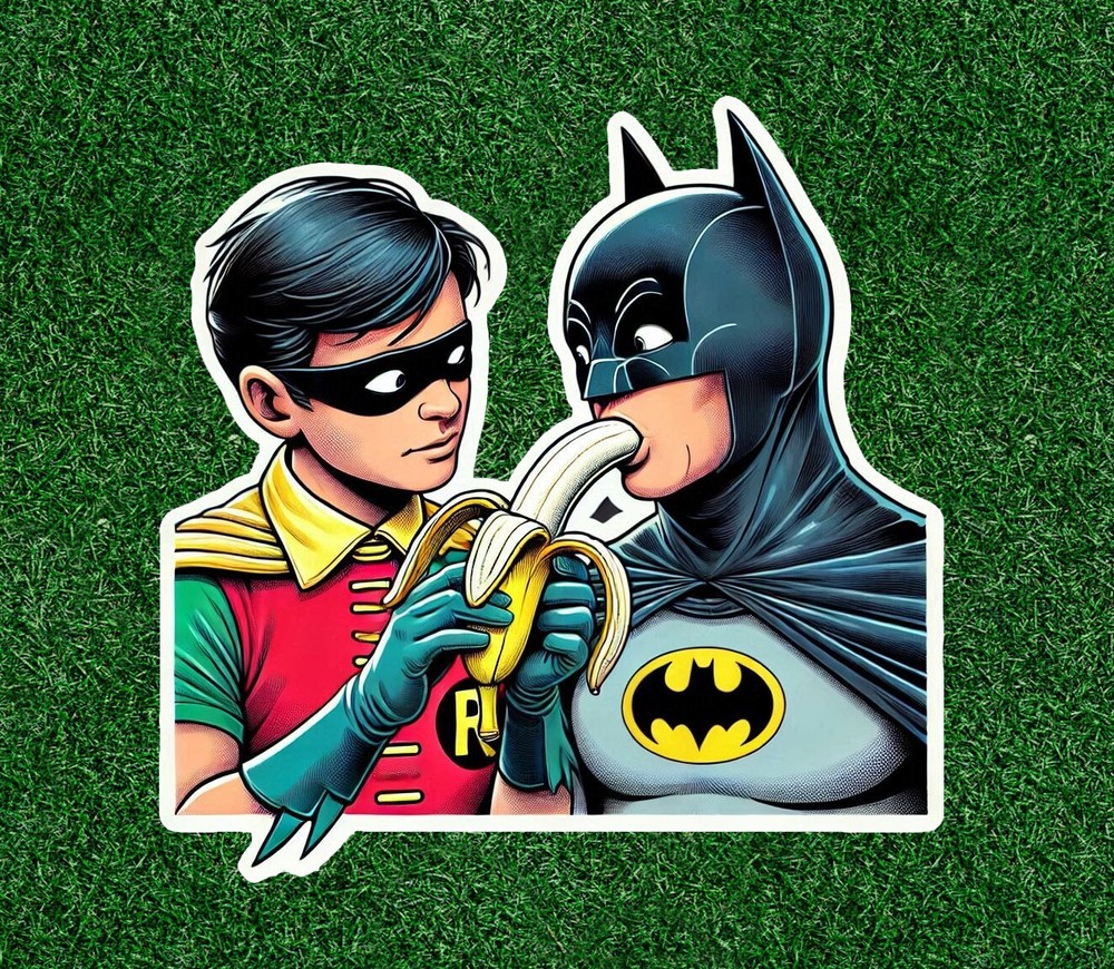 Batman gets Robin's banana 100% waterproof vinyl sticker in multiple sizes