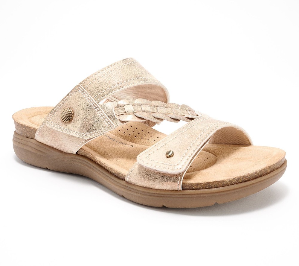 Clarks Footwear Women's Sz 12 Collection Leather Slide Sandals Brown A695746