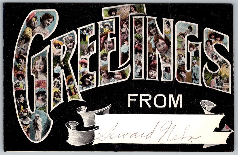 Antique Postcard Greetings Collage Children Stromsburg, NE 1910s