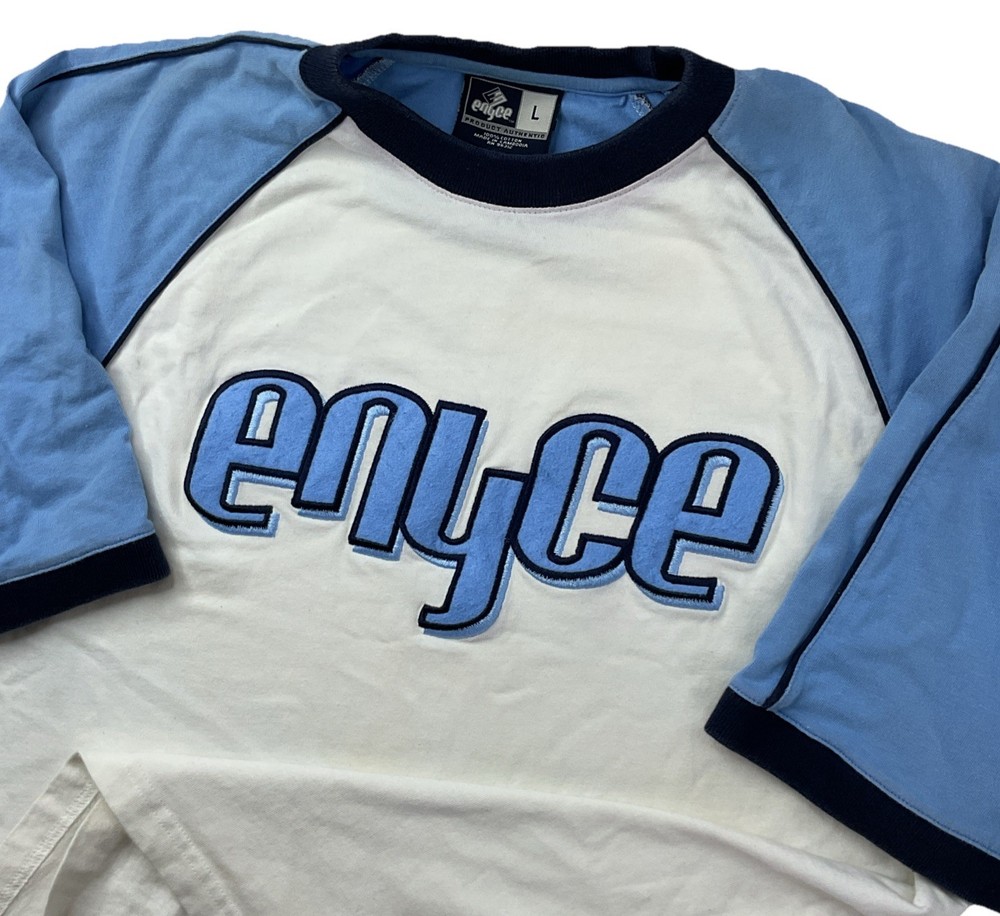 Vintage Enyce T-Shirt Men Sz L Y2K Streetwear Hip Hop Embroidered Crew SS Tee