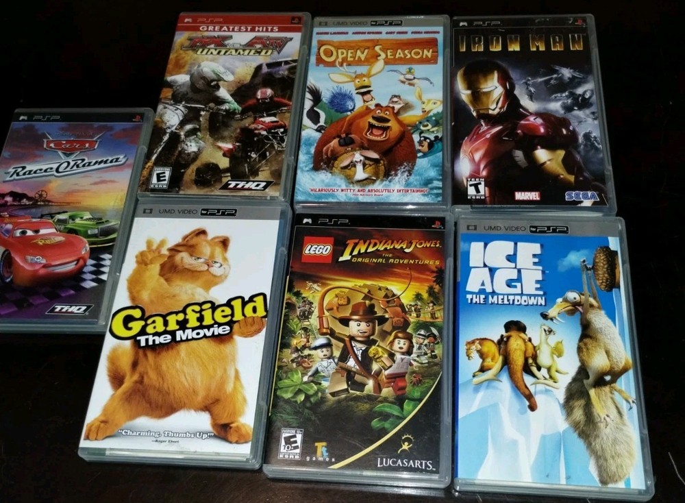 Psp Playstation Portable Lot Of 7 Games & Movies