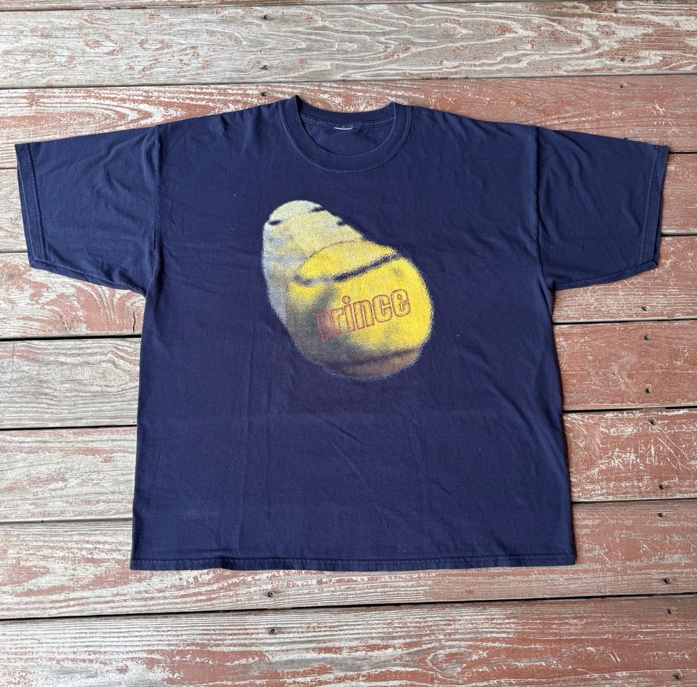 Vintage Prince Tennis T-Shirt Mens 2XL Navy Blue Tennis Ball Graphic Sports 90s