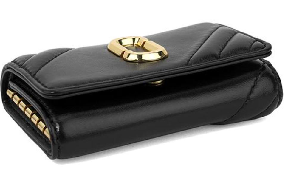 MARC JACOBS  Double J Logo Key Case Black Leather - NEW