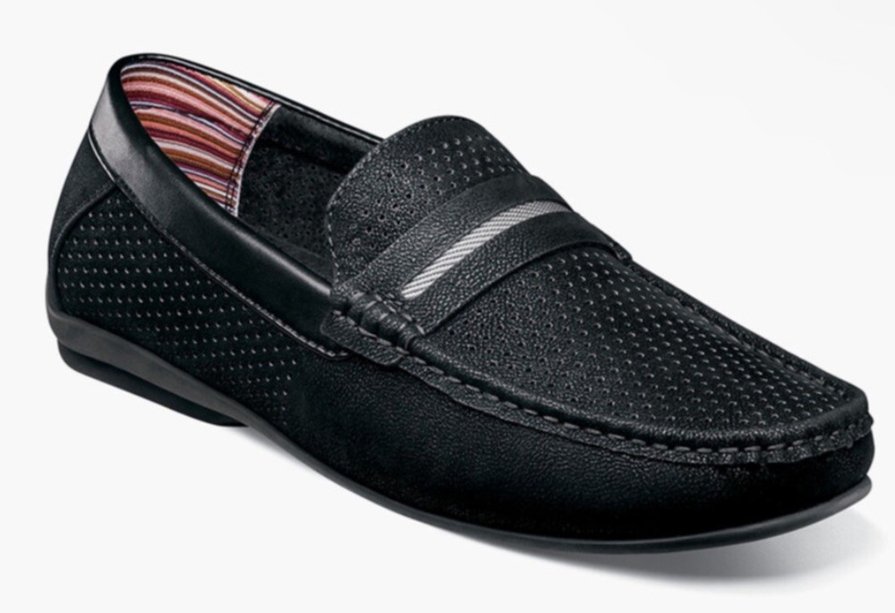 Stacy Adams Corby Black Men’s Moc Toe Slip-On Driving Loafers Size 15