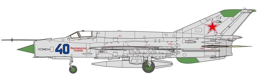 1/48 MiG-21bis Fishbed L Blue 40 Scale Model Kit AE-39 by Platz