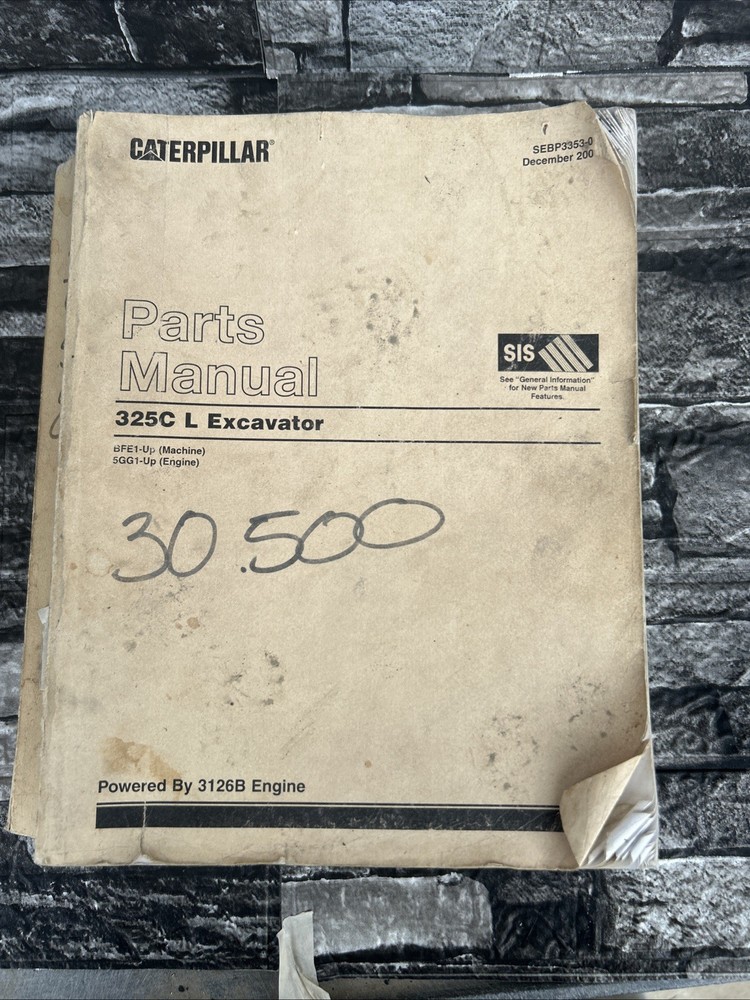 Cat 325C L Excavator Parts Manual Sebp3353-01, 2001