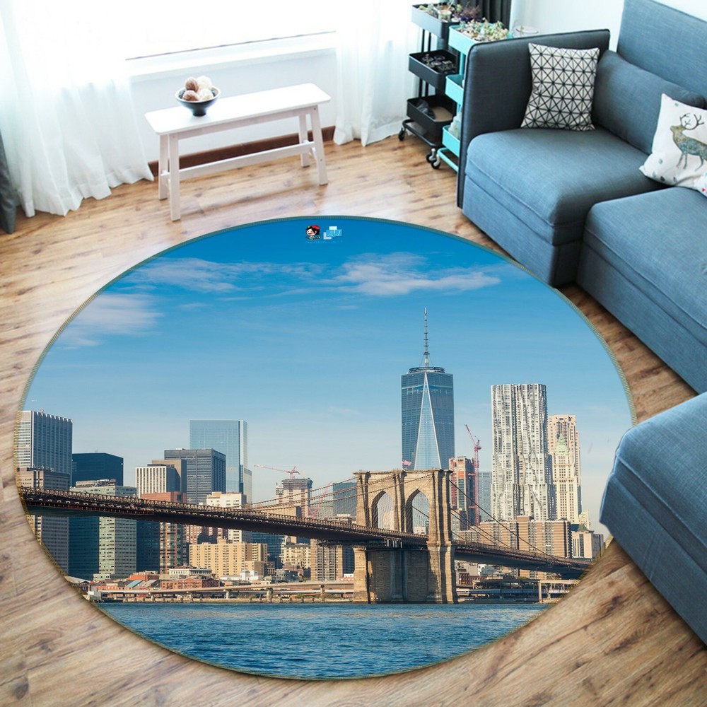 3D Sky New York Bridge NAO3562 Game Rug Mat Elegant Photo Carpet Mat Fay
