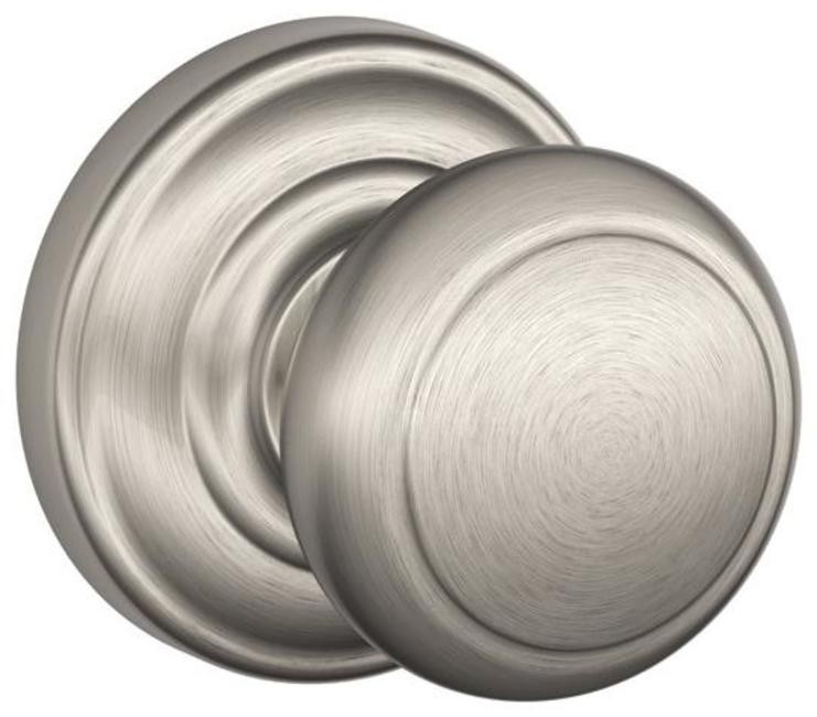 Schlage F10-AND-AND Andover Passage Door Knob Set in Satin Nickel  