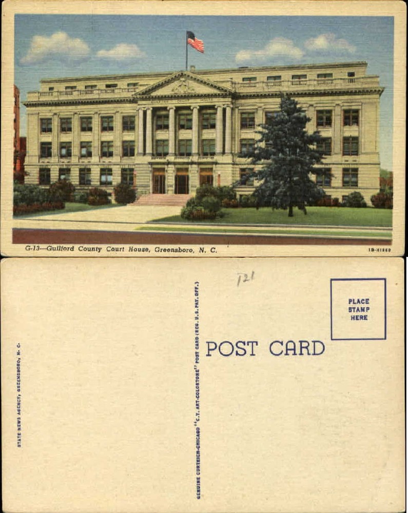 Guilford County Court House Greensboro NC unused linen vintage postcard