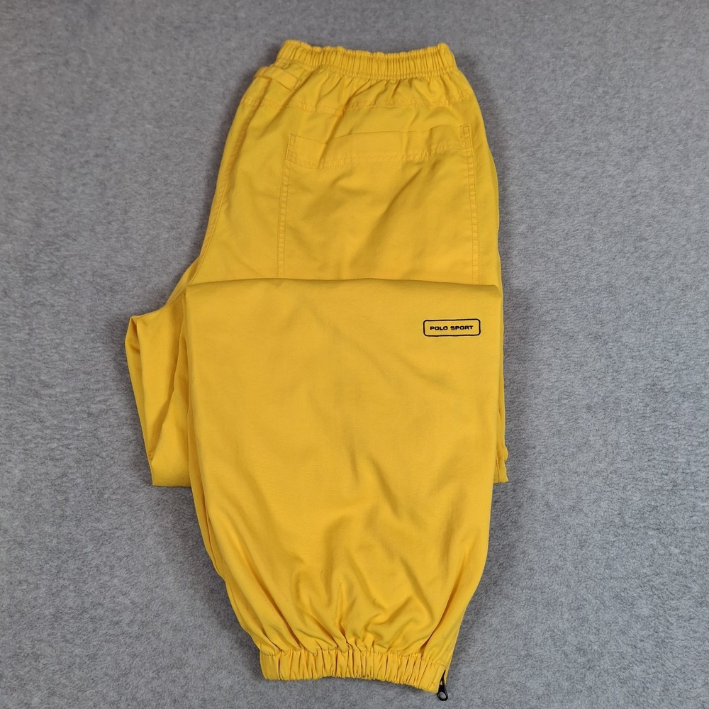 Vintage Polo Sport Ralph Lauren Windbreaker Pants Men Large Yellow Mesh Lined