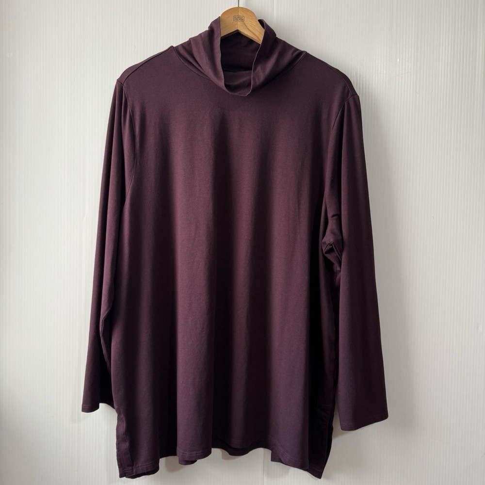 J Jill Womens Luxe Supima Turtleneck Tunic Size 2X Holiday Christmas Burgundy