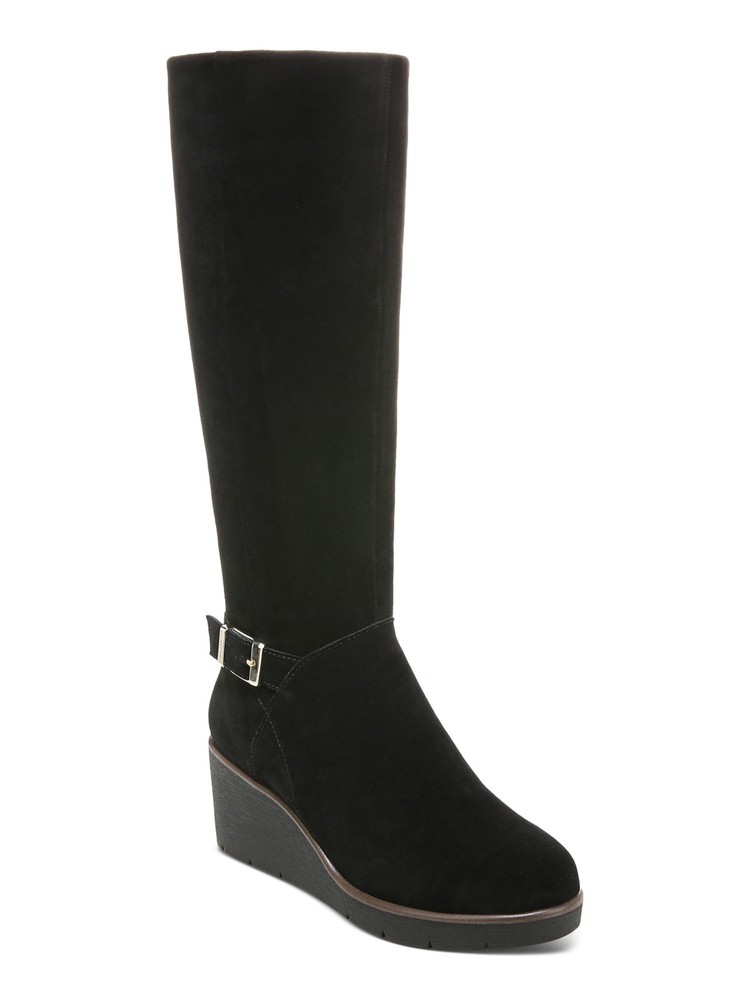 GIANI BERNINI Womens Black Atlinaa Round Toe Wedge Leather Riding Boot 6.5 M