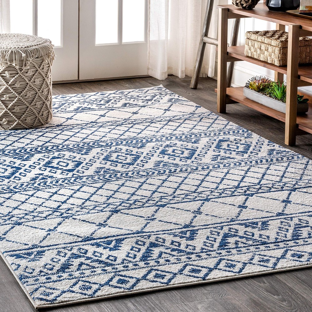 Jonathan Y Moroccan Hype Boho Vintage Tribal Cream Blue 8x10 Rug