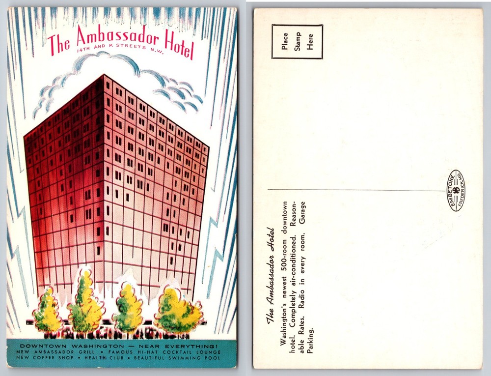 Ambassador Hotel Washington DC Postcard