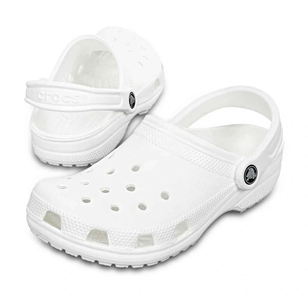 Crocs White Comfort Clogs Unisex Lightweight Water Resistant Slip-On