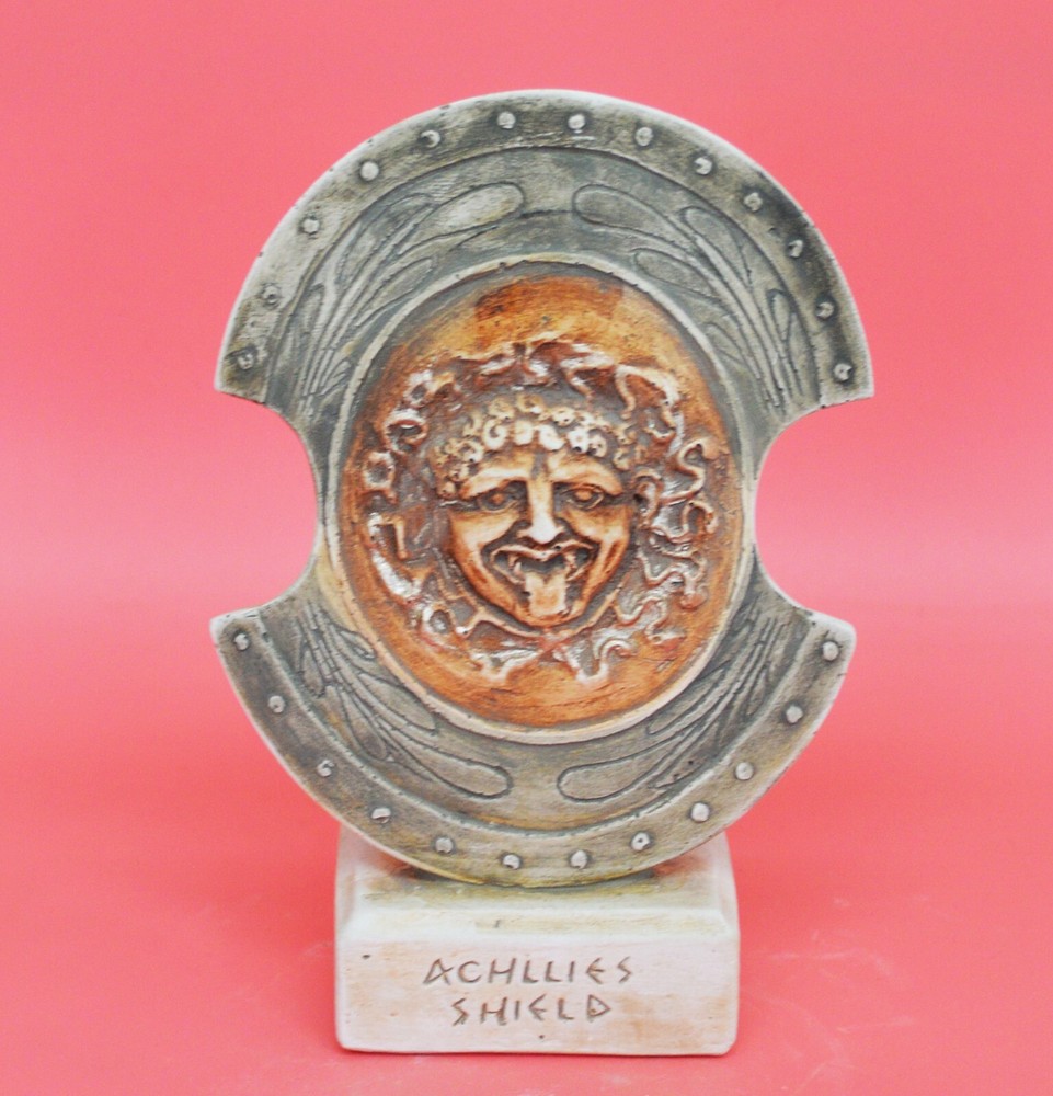 King Achilles miniature shield in casting stone material with medusa head-image