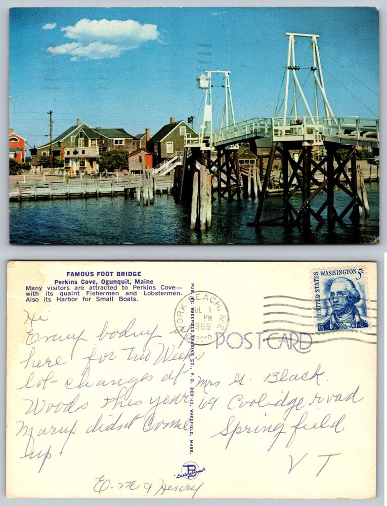 Famous Foot Bridge Perkins Cove Ogunquit Maine Postcard
