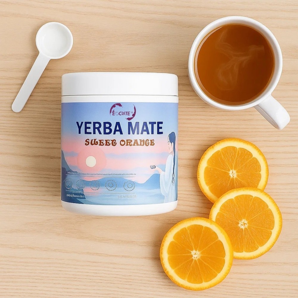 Instant Yerba Mate Tea - Sweet Orange Flavor, Pre+Probiotics 30 Servings