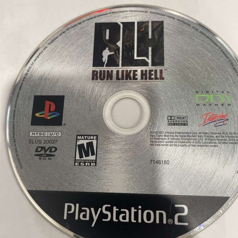 Disc Only Rlh: Run Like Hell Black Label Ps2 Sony Playstation 2