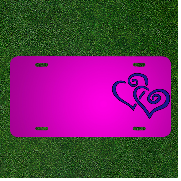 Create Your Custom Blue Car License Plate with Names in Hearts Design