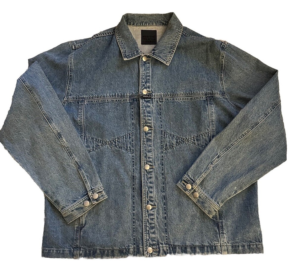 Vintage Marithe Francois Girbaud Blue Trucker Hip Hop Baggy Denim Jacket Sz 2XL