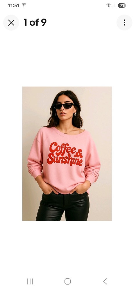 Wildfox Crew Neck Pink Pullover Sweatshirt Jumper Coffee Medium