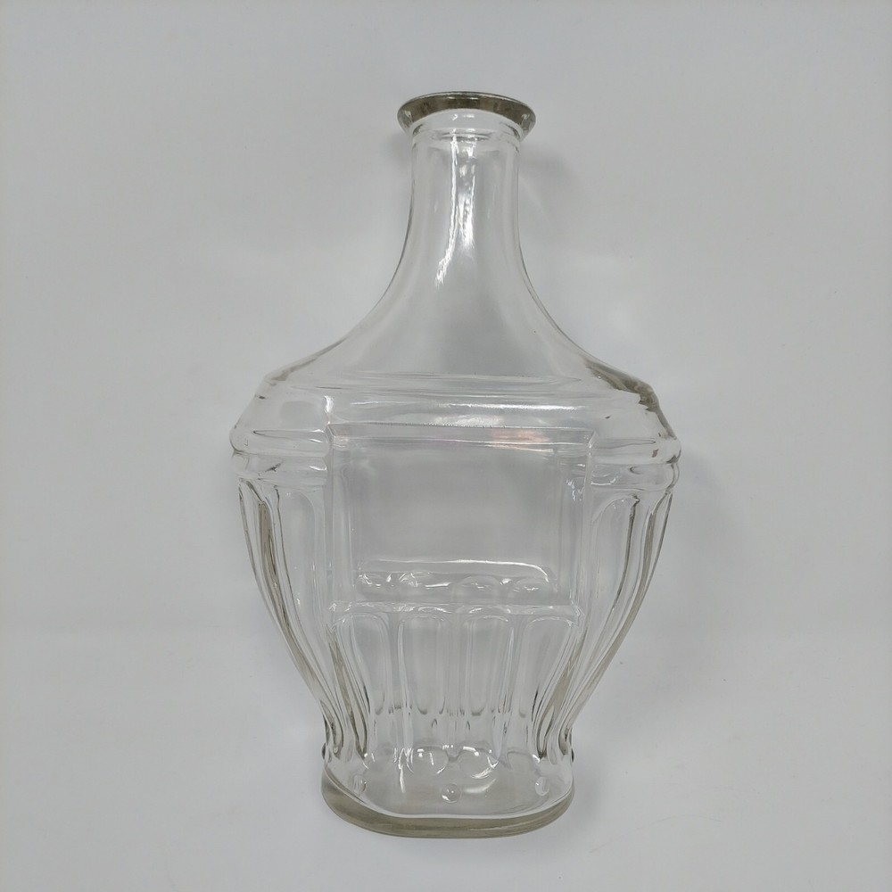 Prohibition Era Glass Bourbon Liquor Clear Glass Decanter Bottle - No Stopper
