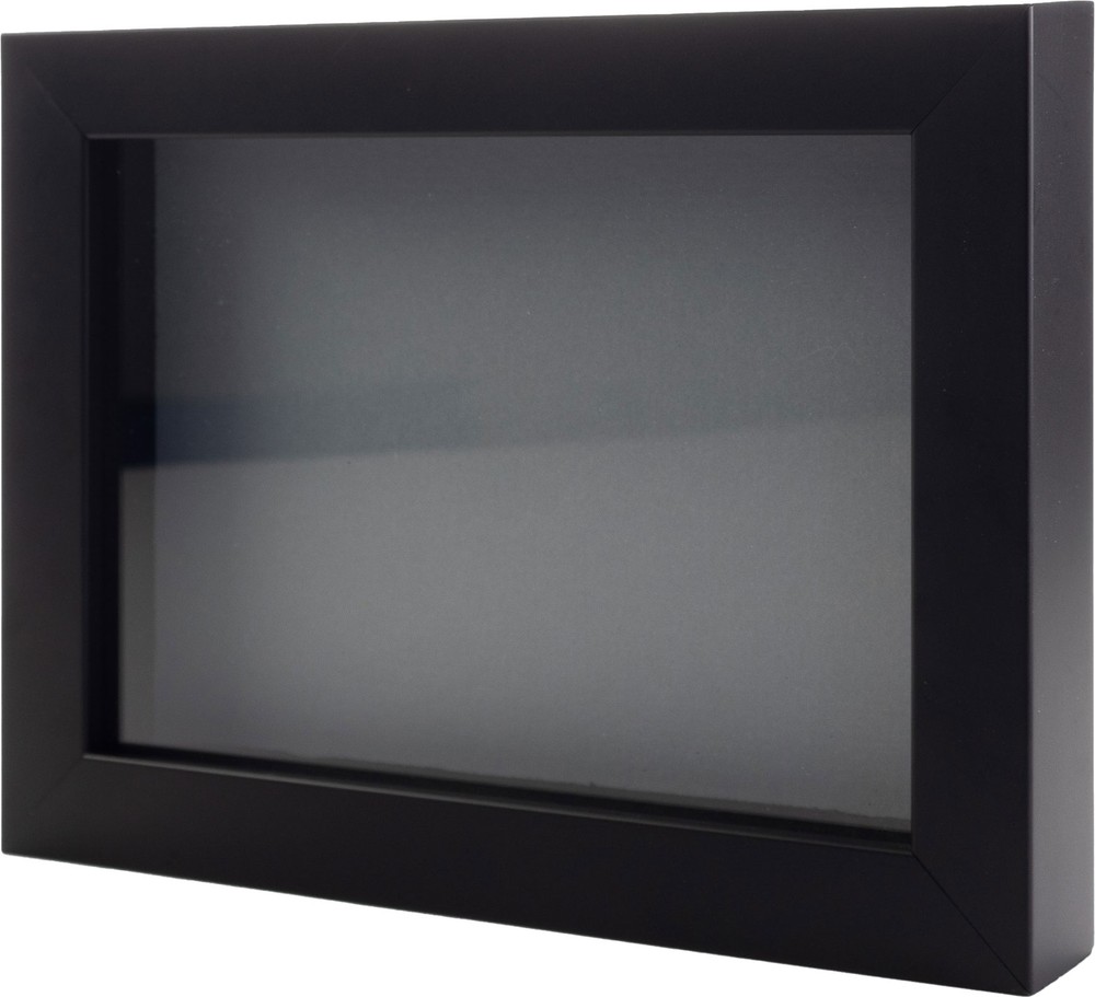 Black 16x20 Wood Shadow Box With Grey Acid-Free Backing 11/16 Usable Depth-image