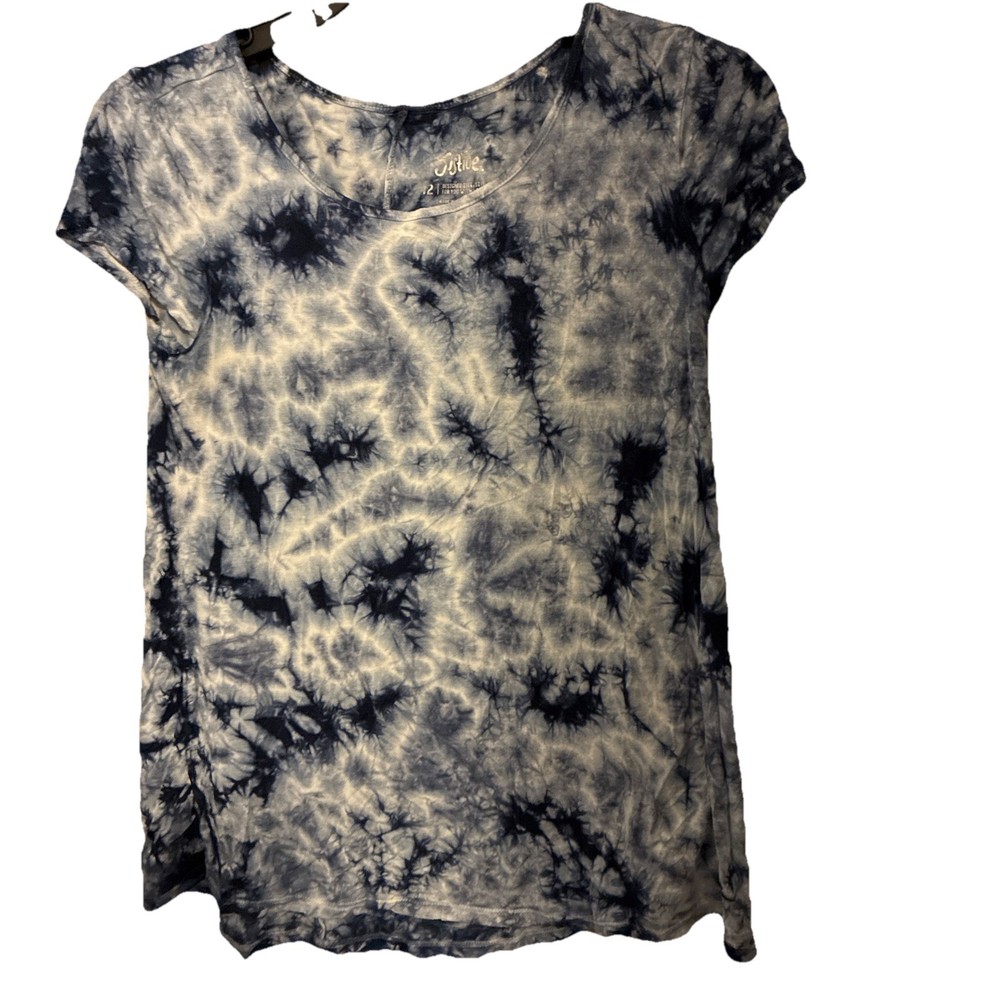 Justice Girl's Blue Tie-Dye Top Short Sleeve Size 12 Boho Summer Flowy