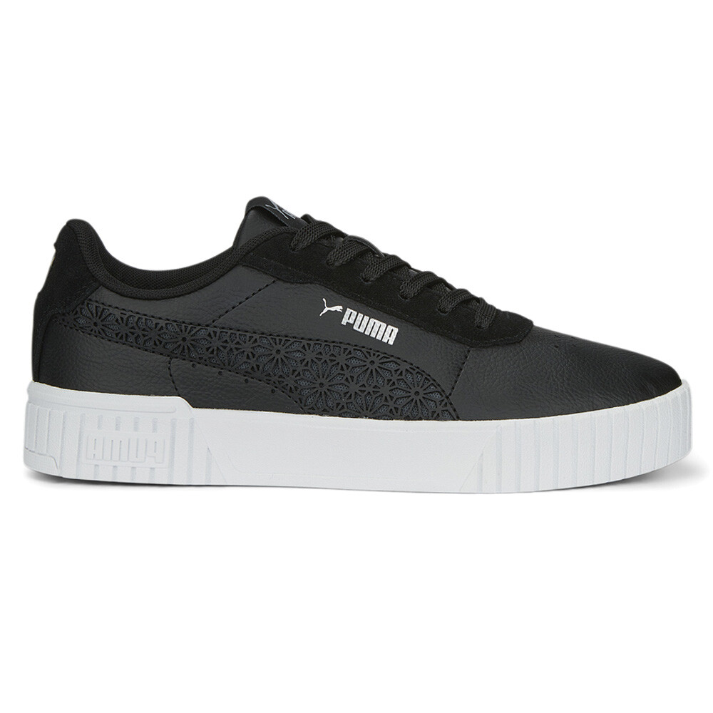 Puma Carina 2.0 Laser Cut Lace-Up Womens Black Casual Sneakers 38938902