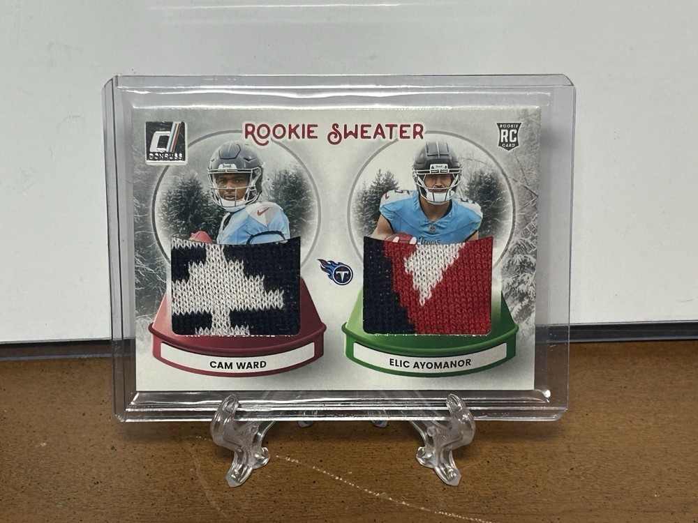 2025 Donruss Football Cam Ward & Elic Ayomanor Dual Sweater Holiday #SWED-TEN RC