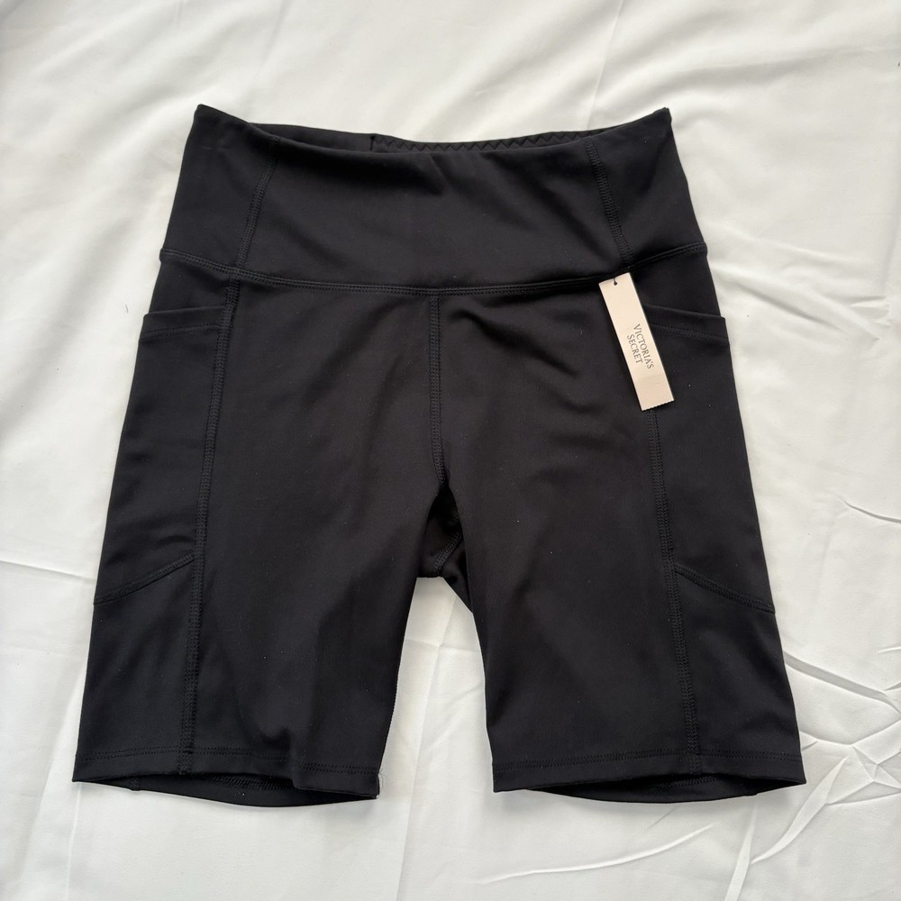 Victoria's Secret PINK Bikers Shorts Black Pockets Size S NWT Athletic Running