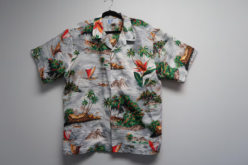 Vintage Hawaiian Shirt Aloha Beach Summer Vacation Men's Tropical