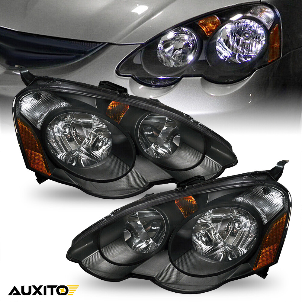 For 02-04 Acura RSX 2DR JDM DC5 Type-R Style Replacement Head Lights Lamps Black