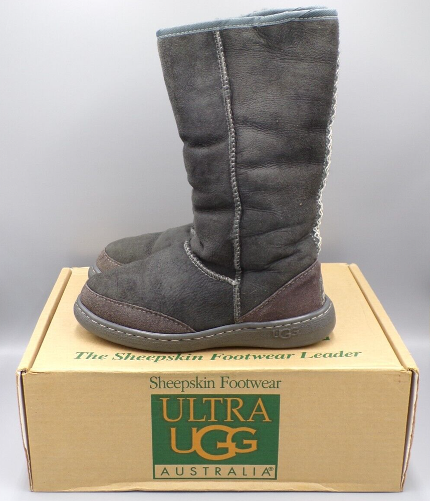 UGG Australia Ultra Tall Braid Women's Boots Size 6 in Granite Sheepskin