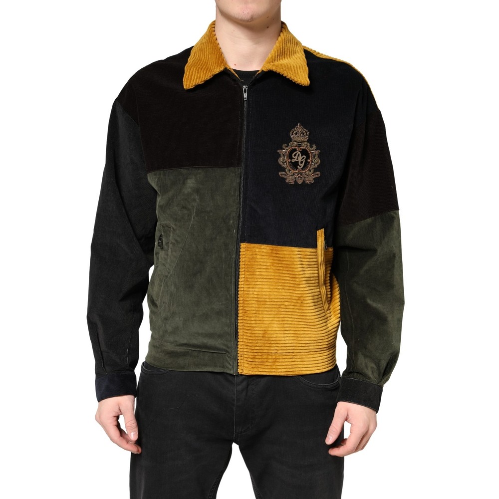 DOLCE & GABBANA Jacket Multicolor Patchwork Corduroy Crest IT46/US36/S 2630usd