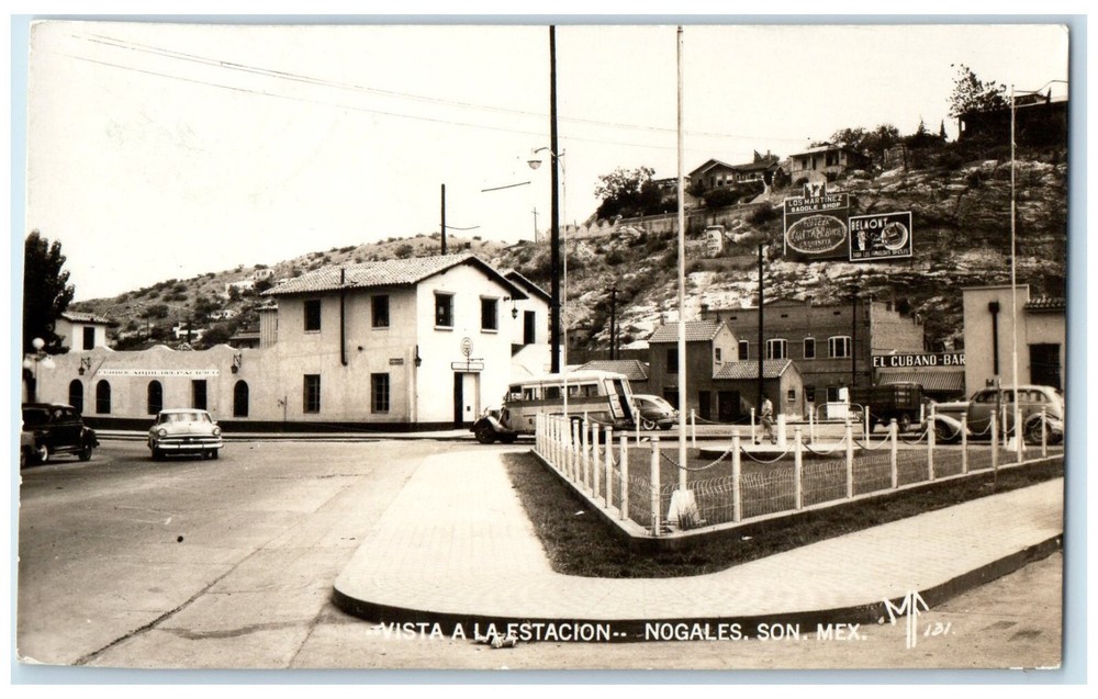Nogales Sonora Mexico RPPC Photo Postcard Station View c1950's Vintage