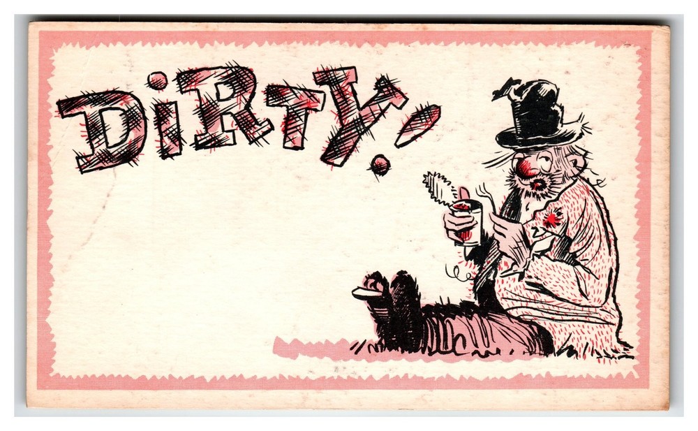 Vintage Dirty Humor Valentine Postcard Old Man Cartoon CVC Unposted