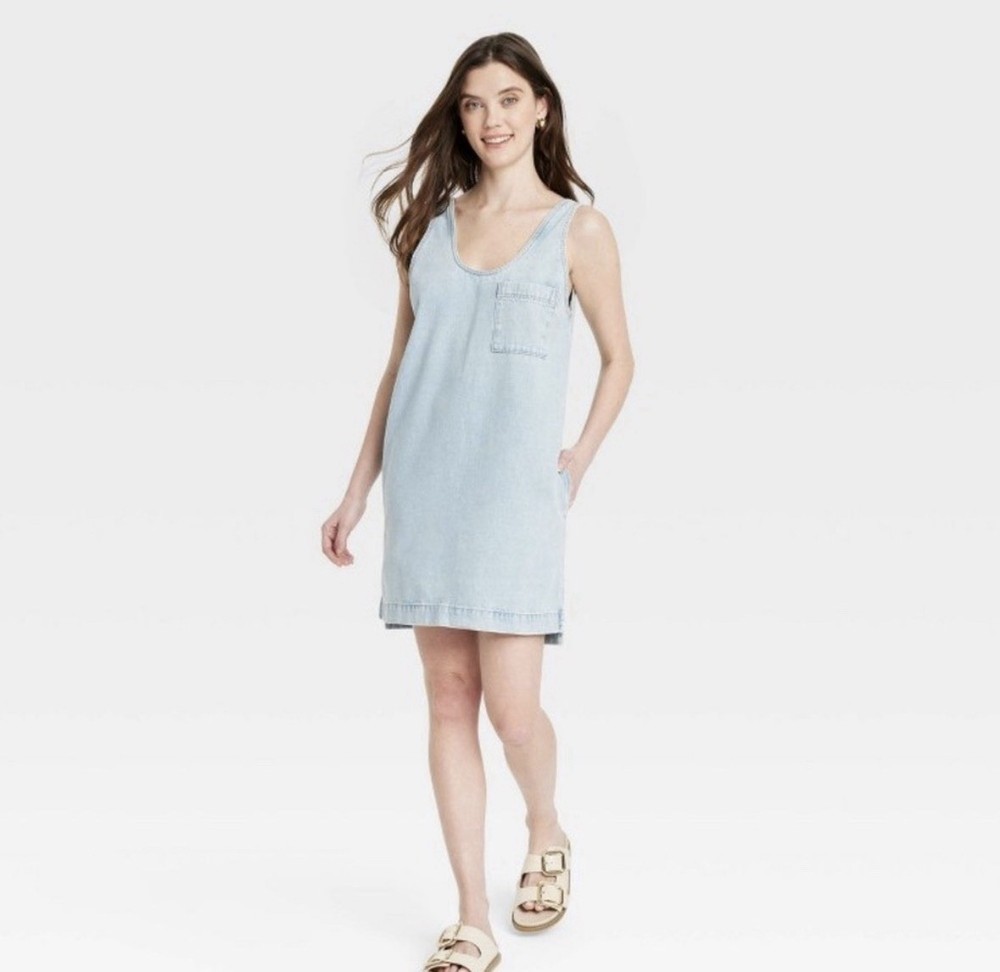 NWT Women's Denim Tank Mini Dress - Universal Thread XXL Plus Size Light Wash