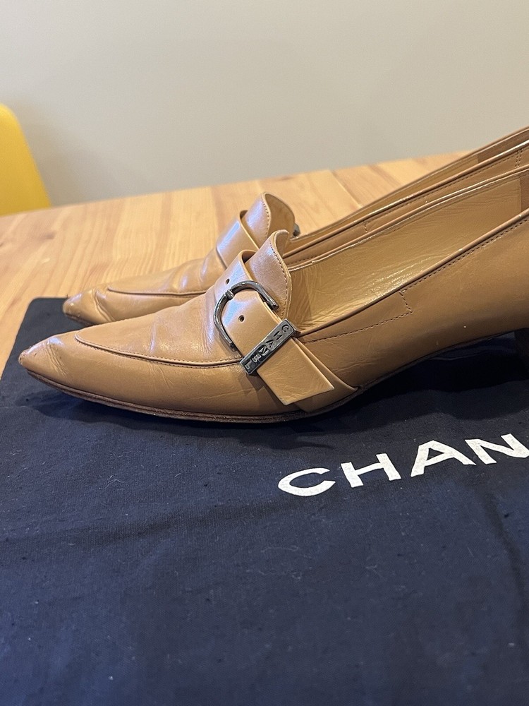 CHANEL Women Nude Leather Shoes Size 40 / 9 US Made in Italy