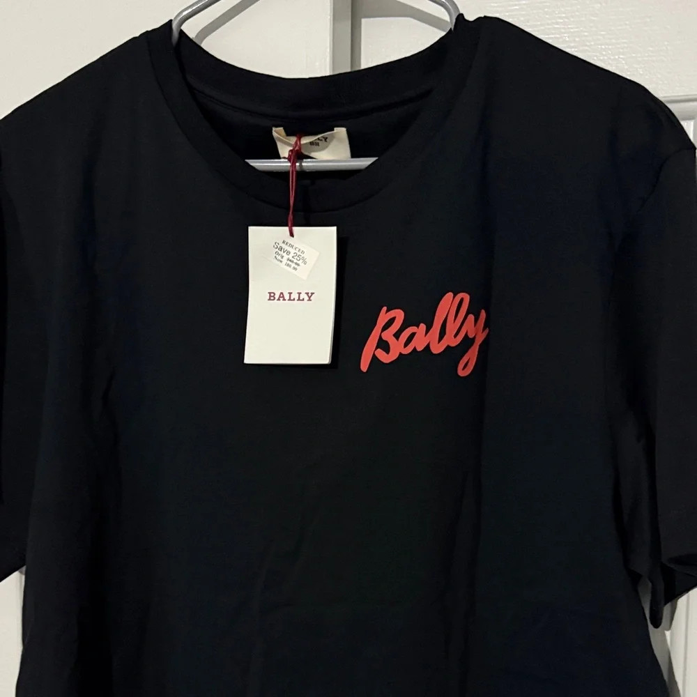 Men’s Bally Black Tee with Red Script NWT Size Medium