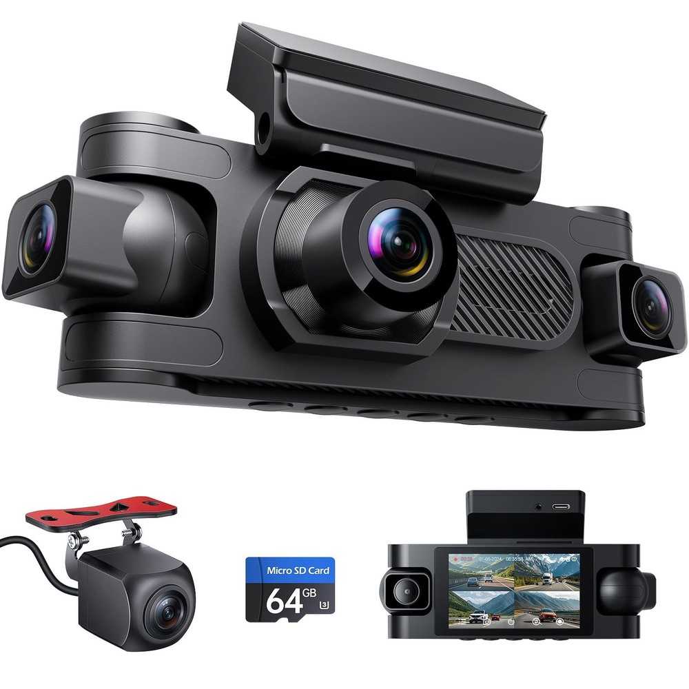 4 Channel Dash Cam Front and Rear Inside Left Right, 1080P Dash Camera for Ca...
