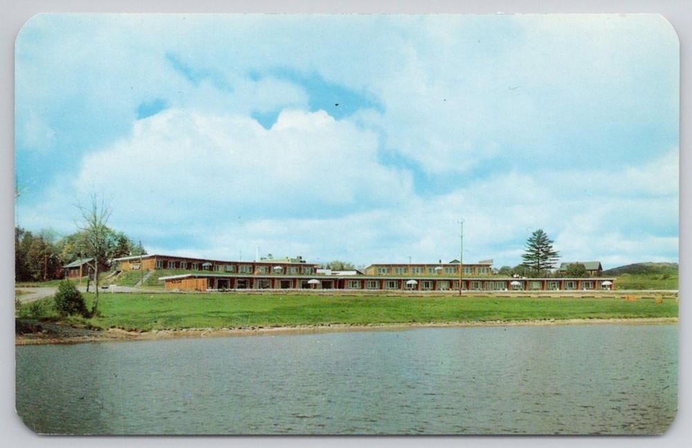 Old Forge NY The Forge Motel Fourth Lake Adirondack Mountains Postcard