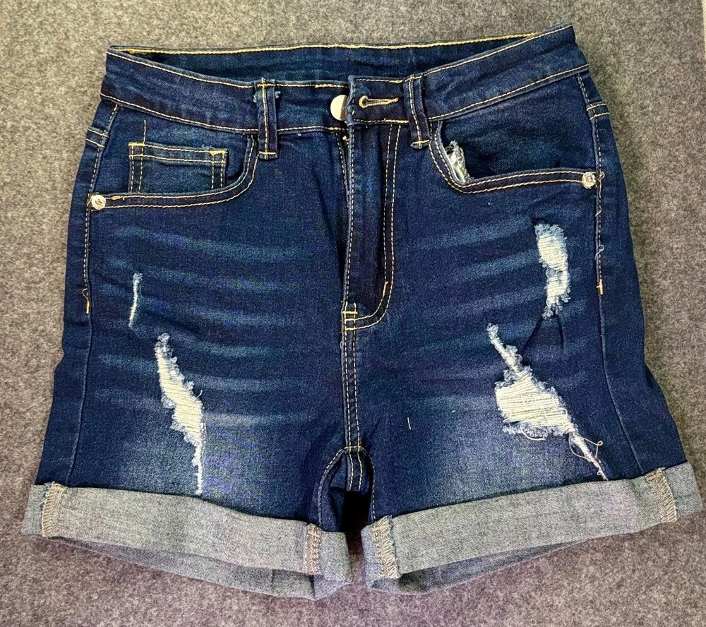 SHEIN Dark Wash Distressed Jean Shorts Women’s Denim Size 2