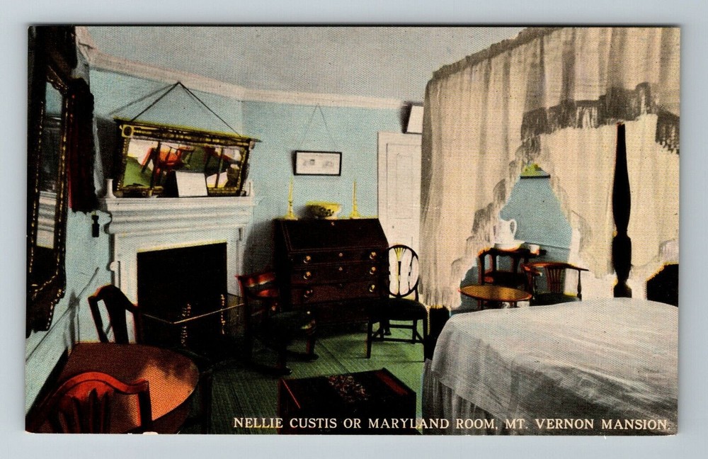 Mt Vernon VA-Virginia, Nellie Curtis Maryland Room, Mansion Vintage Postcard
