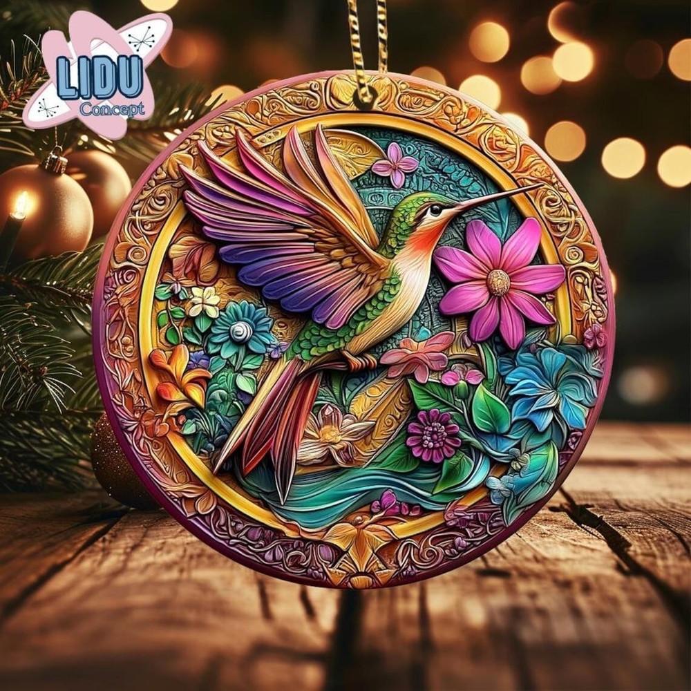 Hummingbird Christmas Ornament  Hummingbird Hanging Holiday Ornament Xmas Gift