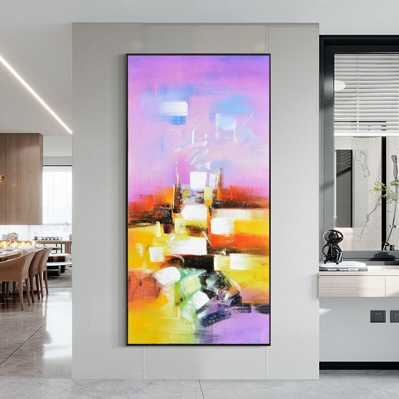Handpainted Colourful Abstract Oil Painting On Canvas Wall Art Modern Home Decor