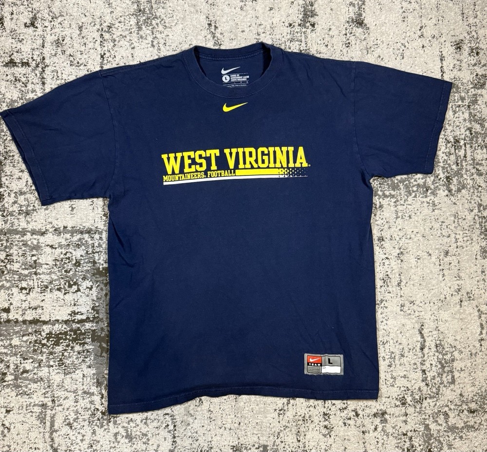 Nike WVU West Virginia Mountaineers Mens Large Blue Football T Shirt